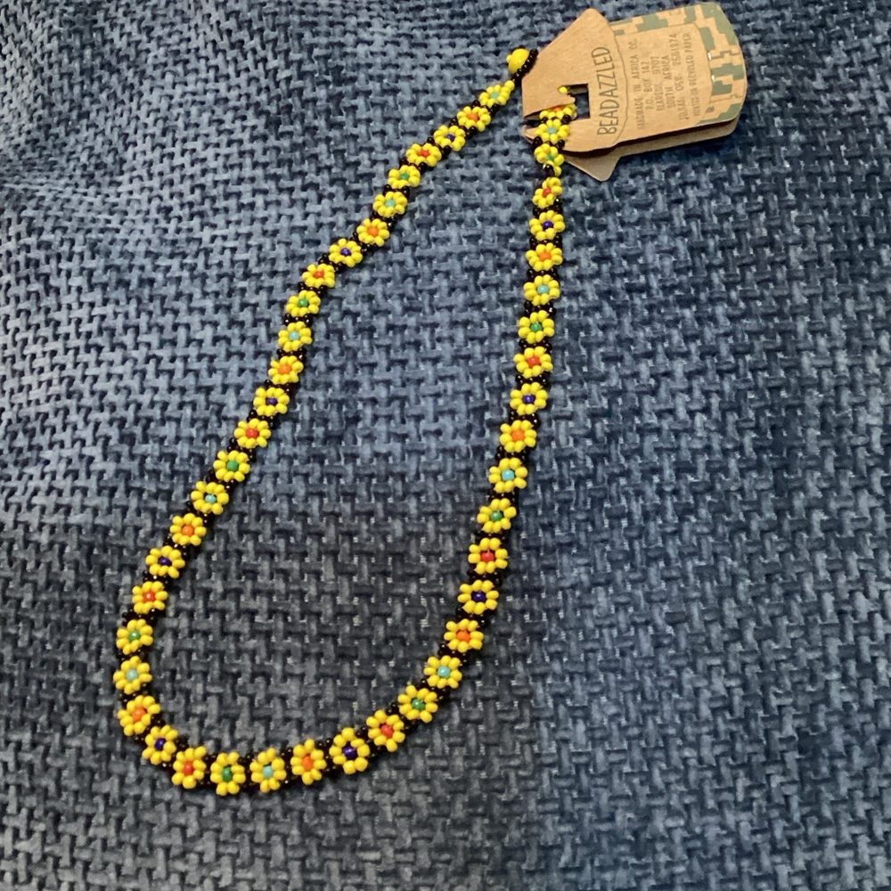 Beadazzled Beaded handmade in Africa Flower Necklace